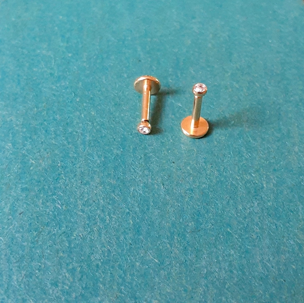 2 Cartilage Studs Internally Threaded